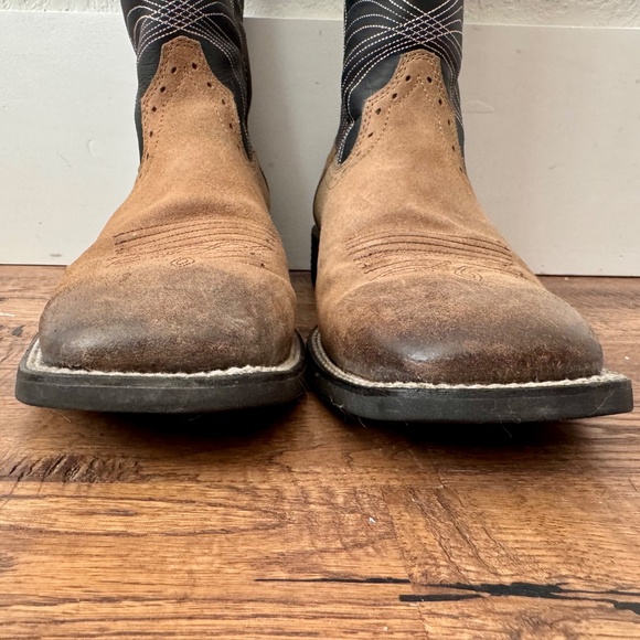 Ariat Sport Wide Square Toe Cowboy Boot Barley Brown Matte Black Size 11D 11 - Picture 4 of 8